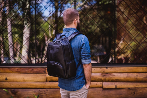 Imagem 7 de 7 de Mochila De Couro Nordweg Nw072b Italiano Preto Para Notebook