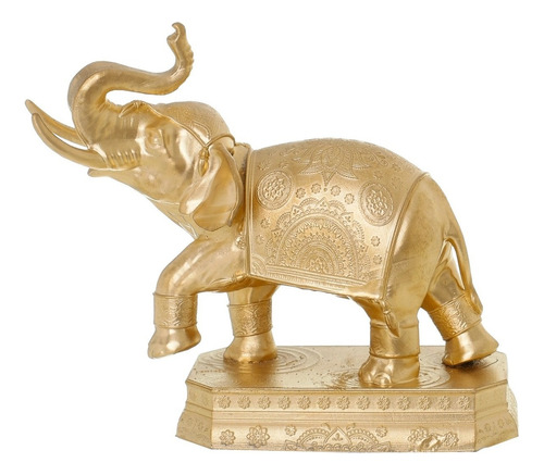 Estátua De Elefante Fonte Proteção Sabedoria Sorte Riqueza Cor Dourado