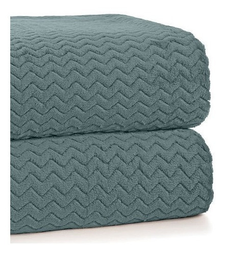 Cobertor Solteiro Plush Tweed Cor Verde Capri