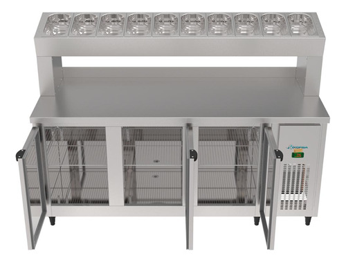 Balcão Condimentador 3 Portas 1,85m Inox Kbscc-185d Kofisa 220v