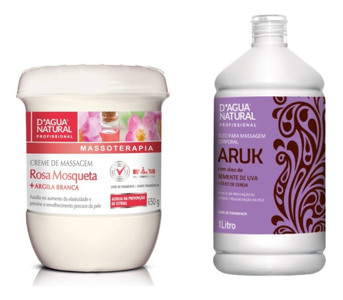 Combo Creme De Massagem Rosa Mosqueta + Óleo Semente De Uva