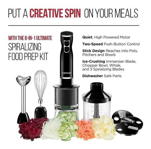 Chefman Inmersión Licuadora Y Eléctrico Spiralizer / Vegetal