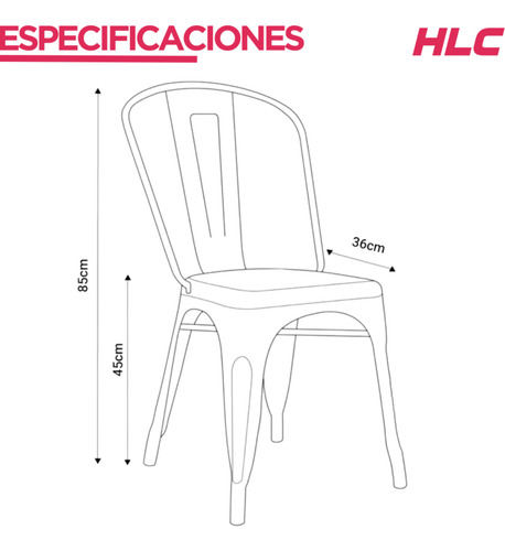 Set X4 Sillas Tolix Metal Silver
