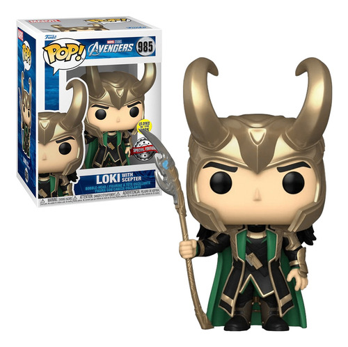 Funko Pop! Loki Con Cetro Marvel Avengers Figura Glow #985