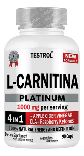 Imagen 1 de 7 de L-carnitina Platinum 1000mg | 4 En 1 | Testrol 90 Cap