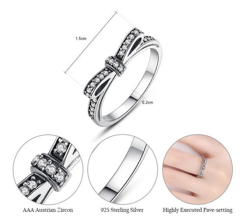 Imagen 3 de 8 de Anillo Sencillo Moño Para Mujer Fabricado En Plata 925