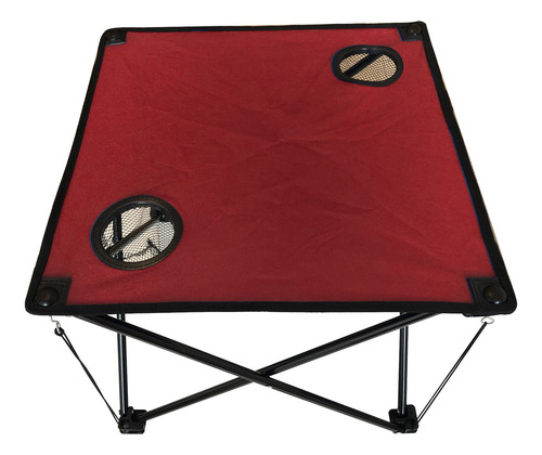 Imagen 4 de 10 de Mesa De Tela Plegable Con Portavasos Con Funda Roja Iael