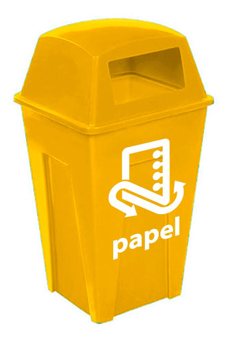 Bote De Basura 250 Litros Color Amarillo Reciclar Papel 