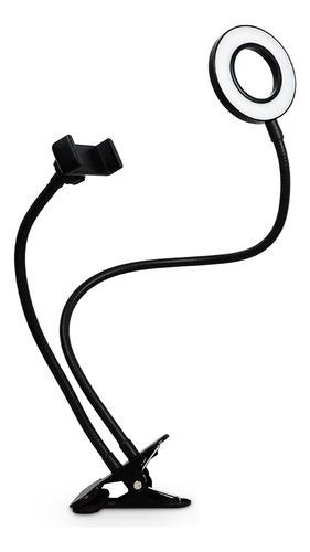 Anillo Luz Led Illuminador Con Clip Para Mesa Ele-gate Estructura Negro Luz Negro