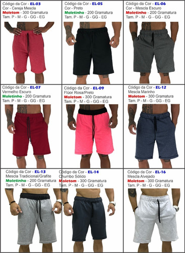 Kit 15 Bermudas Masculina Moletom Academia Atacado Revenda