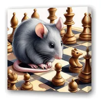 Comprar Cuadro 20x20cm Raton Ajedrez Juego Chess Dibujo Play M1