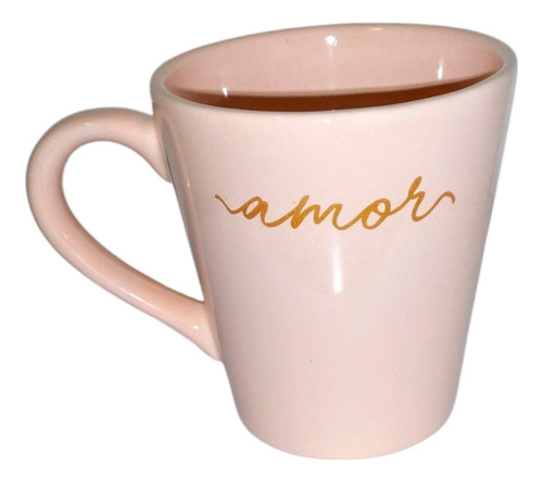 Taza De Cerámica Estampada Pastel Apta Microondas Rosa Claro Amor