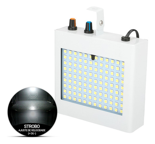 Strobo 108 Leds 25w Rítmico Branco Iluminação P/ Festas Cpr Da Luz Branco Frio