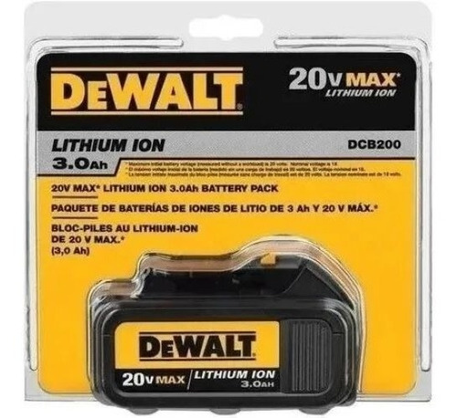 Bateria Premium Dewalt 20v Litio 3ah Dcb200-b3 20 V