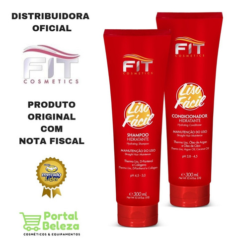 Liso Fácil - Shampoo + Condicionador Fit Cosmetics
