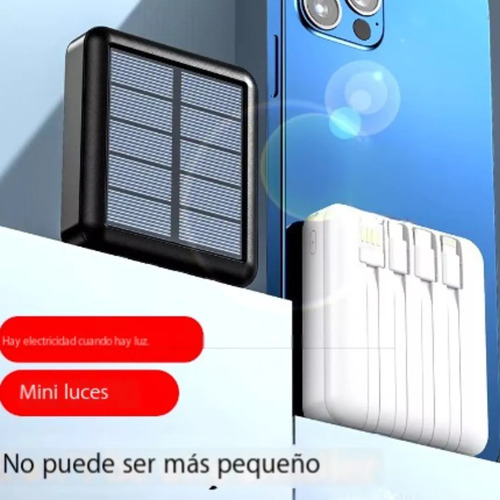 Cargador Solar Power Bank Carga Rápida 4 En 1 Puertos Usb