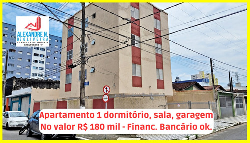 Apartamento De 1 Dormitório, Sala, Cozinha, Banheiro, Garagem, Mobiliado, R$ 180 Mil, Na Ocian, Praia Grande (ap1233).