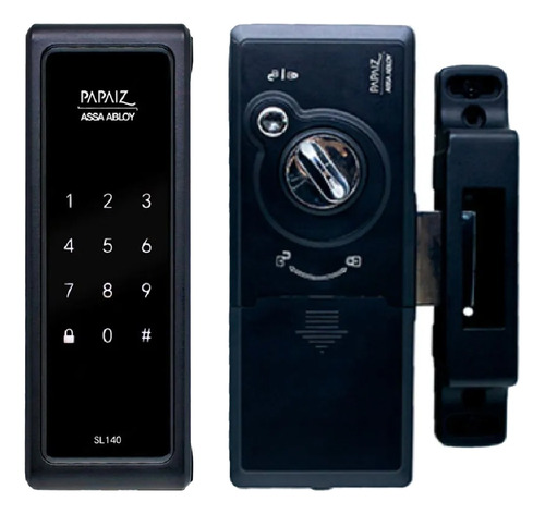 Fechadura Eletrônica Smart Lock Sl140 Preto Sobrepor Papaiz