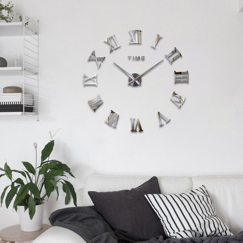 Reloj De Pared Diy, Diseño Moderno, Espejo, Relojes Plata Y