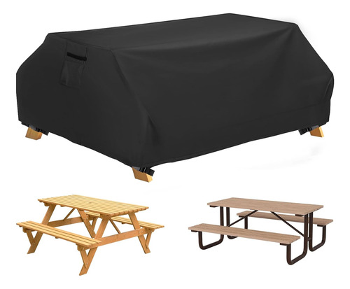 6ft 3 Pcs Picnic Table Cover Heavy Duty Waterproof Wind Dust