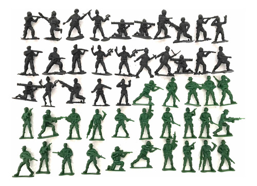 Figuras De Soldados Paquete X 50 Unidades Negro Y Verde