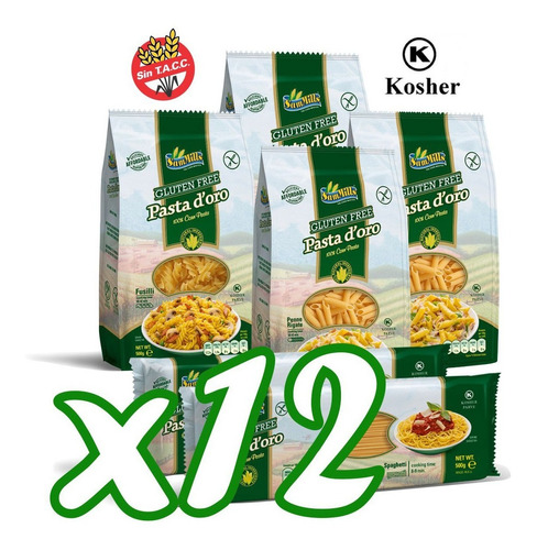 Fideos Pasta D' Oro Kosher Sin Tacc X 12 Surtido