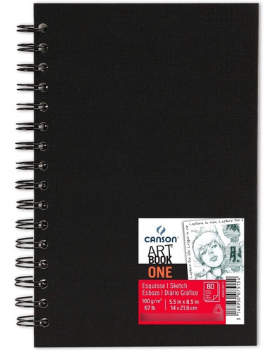 Bloco Espiral Sketchbook Canson One 80fls 100g A5 14x21,6cm