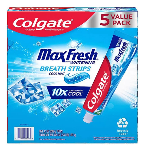 Pasta De Dientes Colgate Max Fresh, Tiras De Aliento 206g