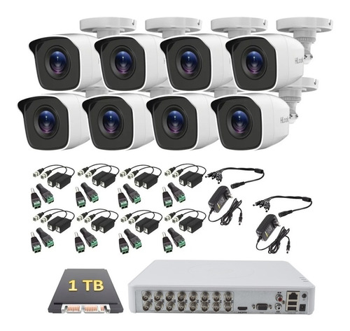 Kit Video Vigilancia 8 Cam Hikvision 1080p 1tb Baluns Dvr 16