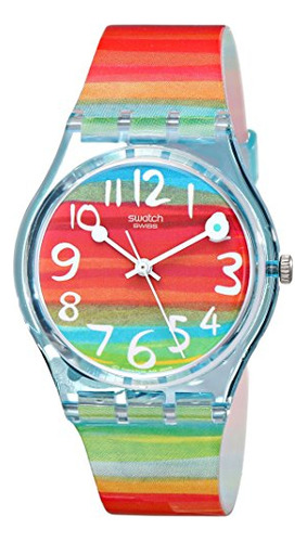 Reloj De Plástico Swatch Con Esfera De Arco Iris Gs124 De Sw