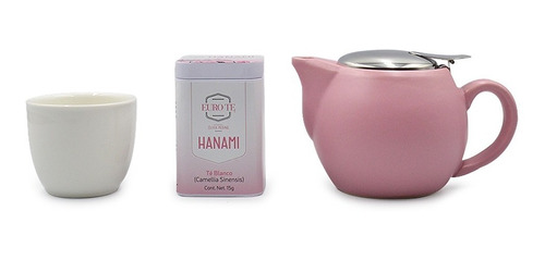 Kit Tokio Hanami Eurote Con Tetera Rosa, Tazón Y Lata De Té