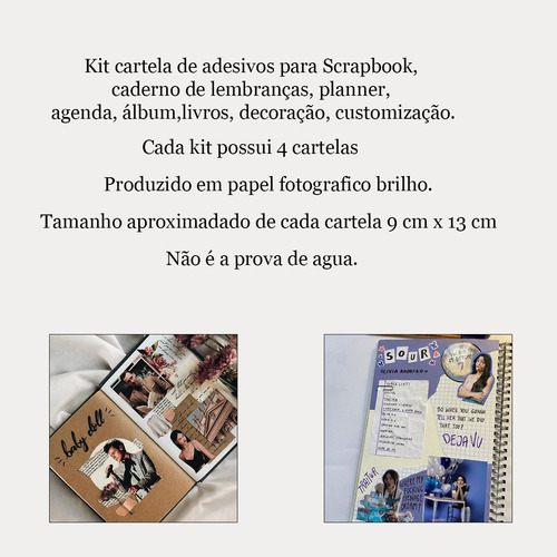 Kit Cartela Adesivos Para Scrapbook Caderno Planner Agenda