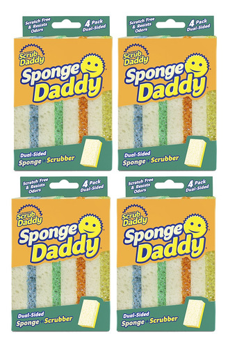 Sponge Daddy Fibra+esponja 4 Paquetes De 4 Esponjas C/u
