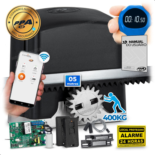 Kit Motor Ppa Dz Rio Turbo 5m Crem App Wifi Portão 400kg