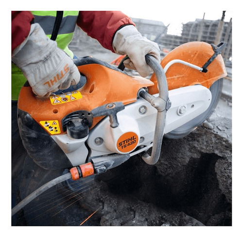 Cortador De Pedra A Gasolina Ts 420 Stihl Cor Branco Com Laranja