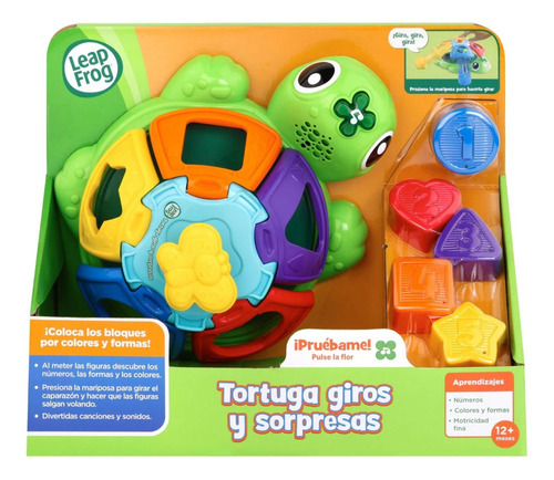 Tortuga Con Encastre Giros Musical Luz Leap Frog Color Verde
