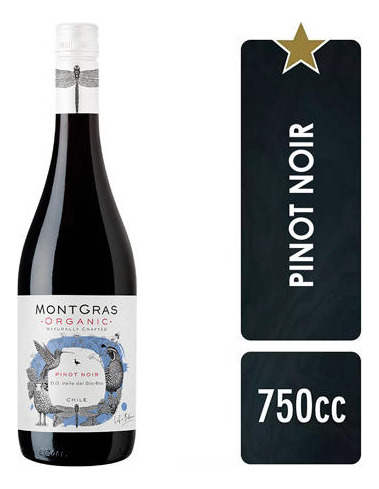 Vino Montgras Organic Pinot Noir Bot 750ml 14,2 Gl