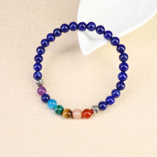 Pulsera Piedra Natural 7 Chakras Lapislazuli 6mm