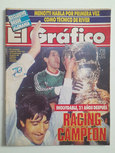 El Grafico Nº 3585 - Racing Club Campeòn Supercopa 1988.