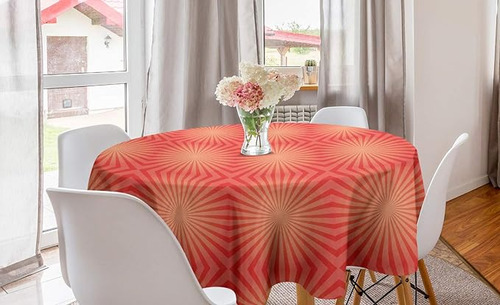 Mantel Redondo Con Diseño Rayos Sol Los Años 70 Deslumbrante