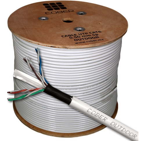 Cable Red Exterior Blanco Utp Cat 6 Intemperie 305 Metros