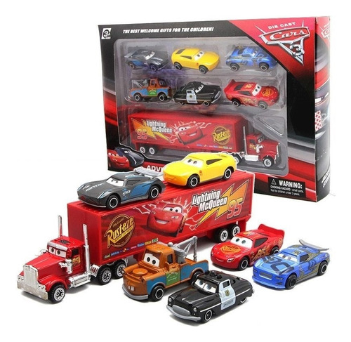 Juego De 7 Piezas Pixar Car Mcqueen Jackson Storm Mack Truck