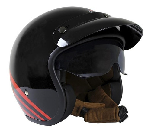 Imagen 1 de 6 de Casco Moto Abierto 3/4 Roda Vintage Cafe Racer Certificado