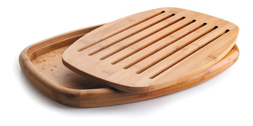 Tabla Cocina Para Cortar Pan Ovalada De Bambú 40x27 Cm Lacor Color Marrón