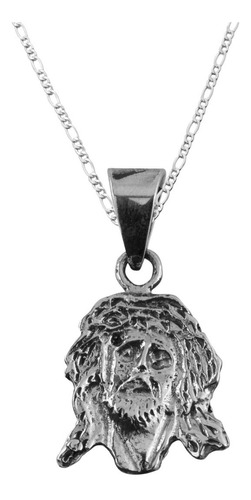 Dije De Plata Rostro De Cristo Mediano Con Cadena