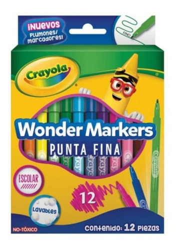 Marcadores Wonder Crayola Punta Fina 12pz