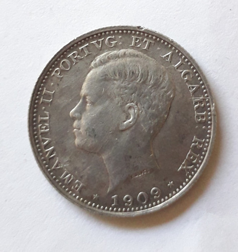 Portugal 200 Reis 1909 Moneda De Plata 0.835 Km#549