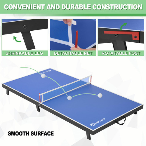 Mesa De Tenis Plegable Portátil Para Interiores Y Exteriores Azul