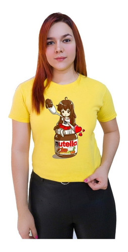 Polera Dama Estampada 100%algodón Diseño Nutella 440