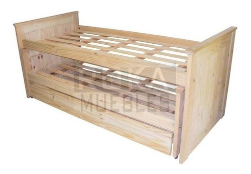 Imagen 4 de 6 de Cajonera Bajo Cama Carro Cajón 3 Cajones Apoyo Pino 43 Prof